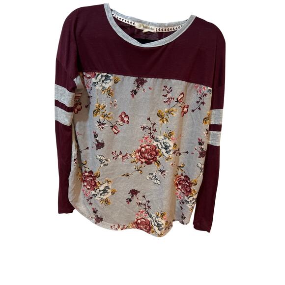 Rewind Floral T-Shirt Women's XL Mixed Media Poly Bl Sporty - Picture 1 of 8